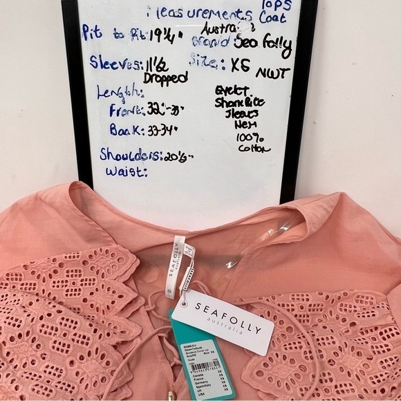 NEW Seafolly Dawn To Dusk Broderie Cover Up Dress Soft Pink XS NWT Eyelet Lace - Picture 10 of 14